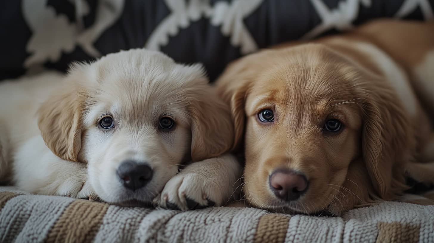 Chiot mignon dormant paisiblement sur un coussin