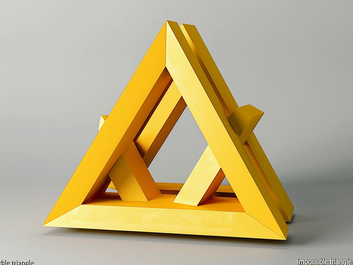 Exemple visuel de la triangulation de Penrose, une forme géométrique impossible dans la réalité