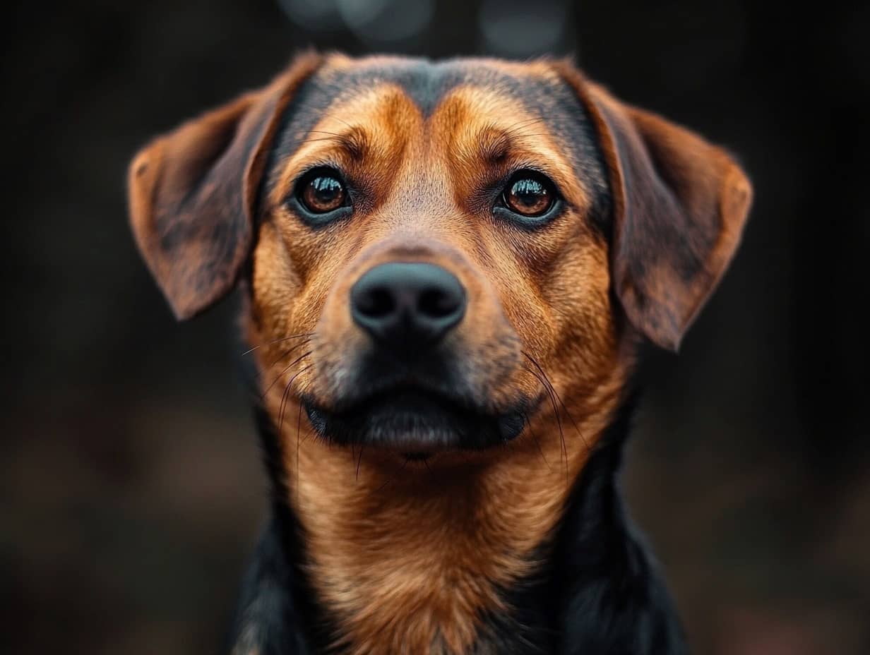 Chiot regardant curieusement un homme assis sur un banc dans un parc