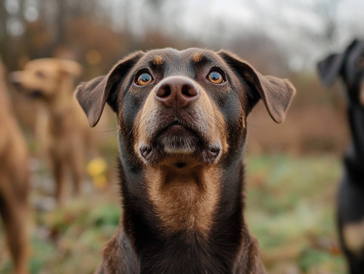 Chiot se blottissant contre son maître avec affection