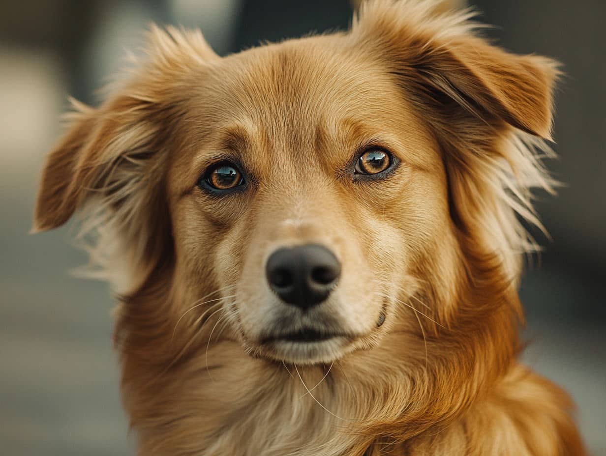 Chien reniflant un tas de feuilles mortes