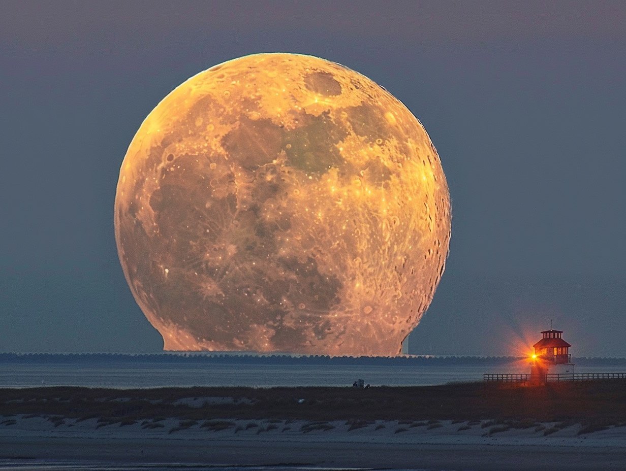 Démonstration de l'illusion de la lune où sa taille semble plus grande près de l'horizon malgré sa taille réelle inchangée