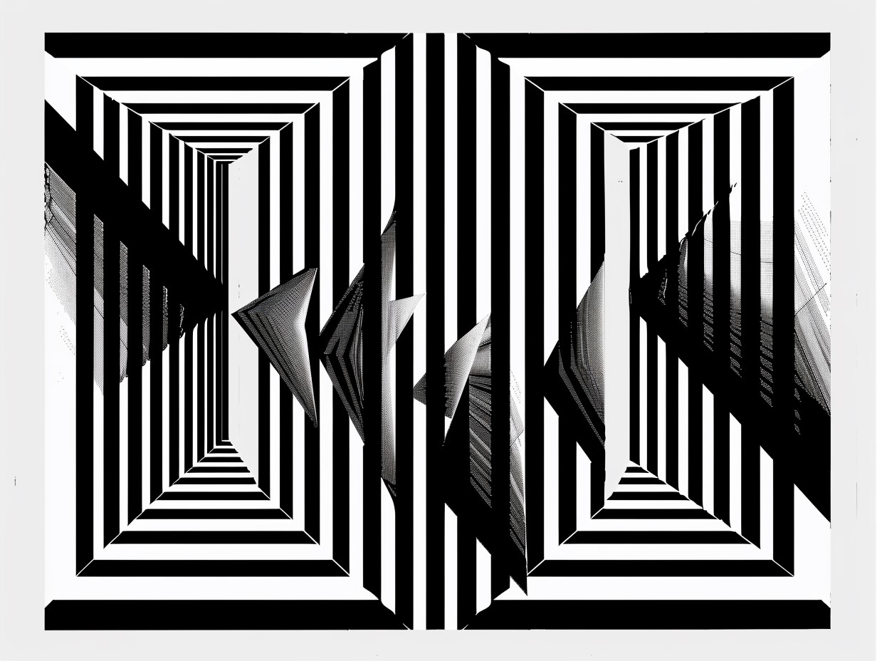 Image représentant l'illusion de Müller-Lyer avec des lignes et des flèches en opposition