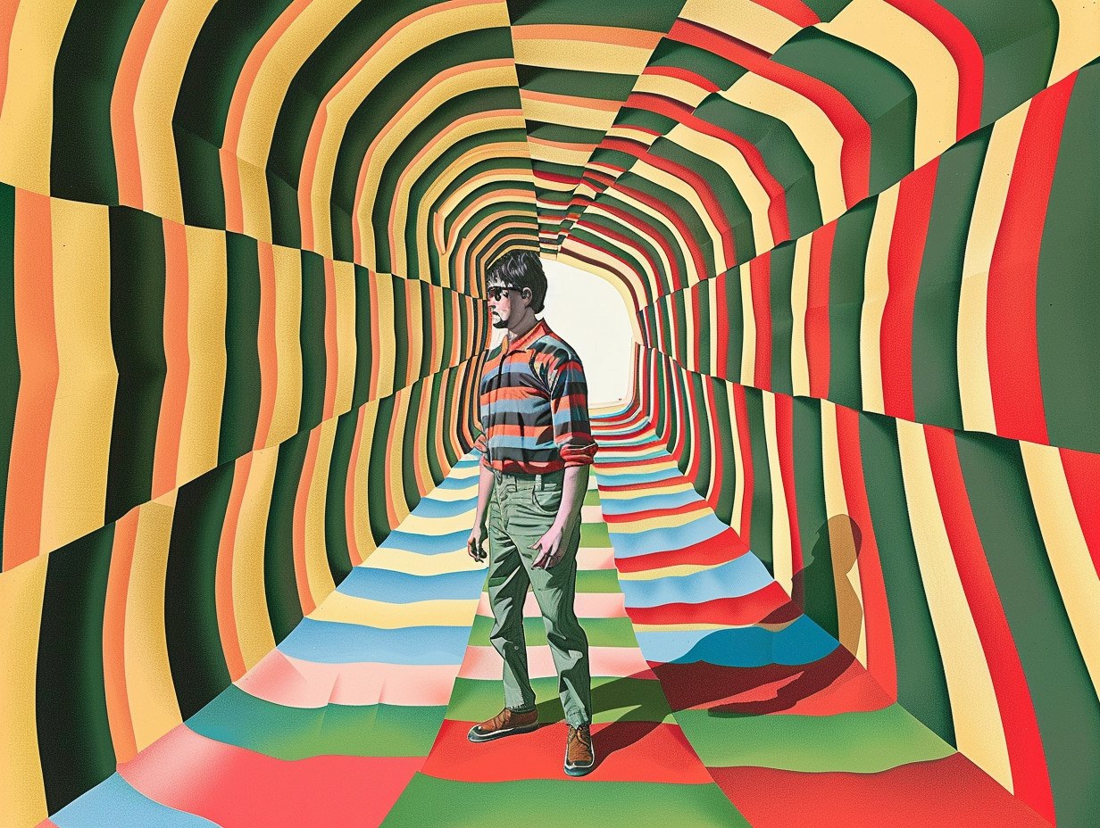 Démonstration de l'illusion de Beck où des motifs spécifiques semblent transparents ou superposés