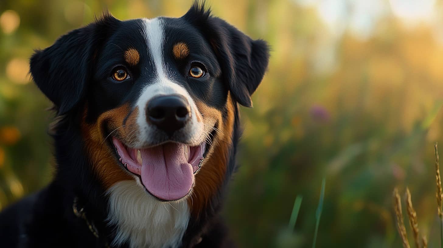 Chien observant une compétition avec son maître