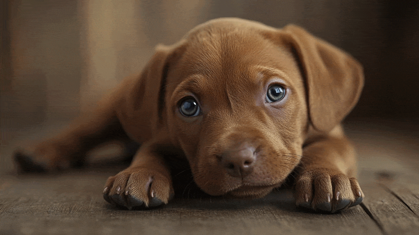 Chiot sautillant avec joie dans une petite cour