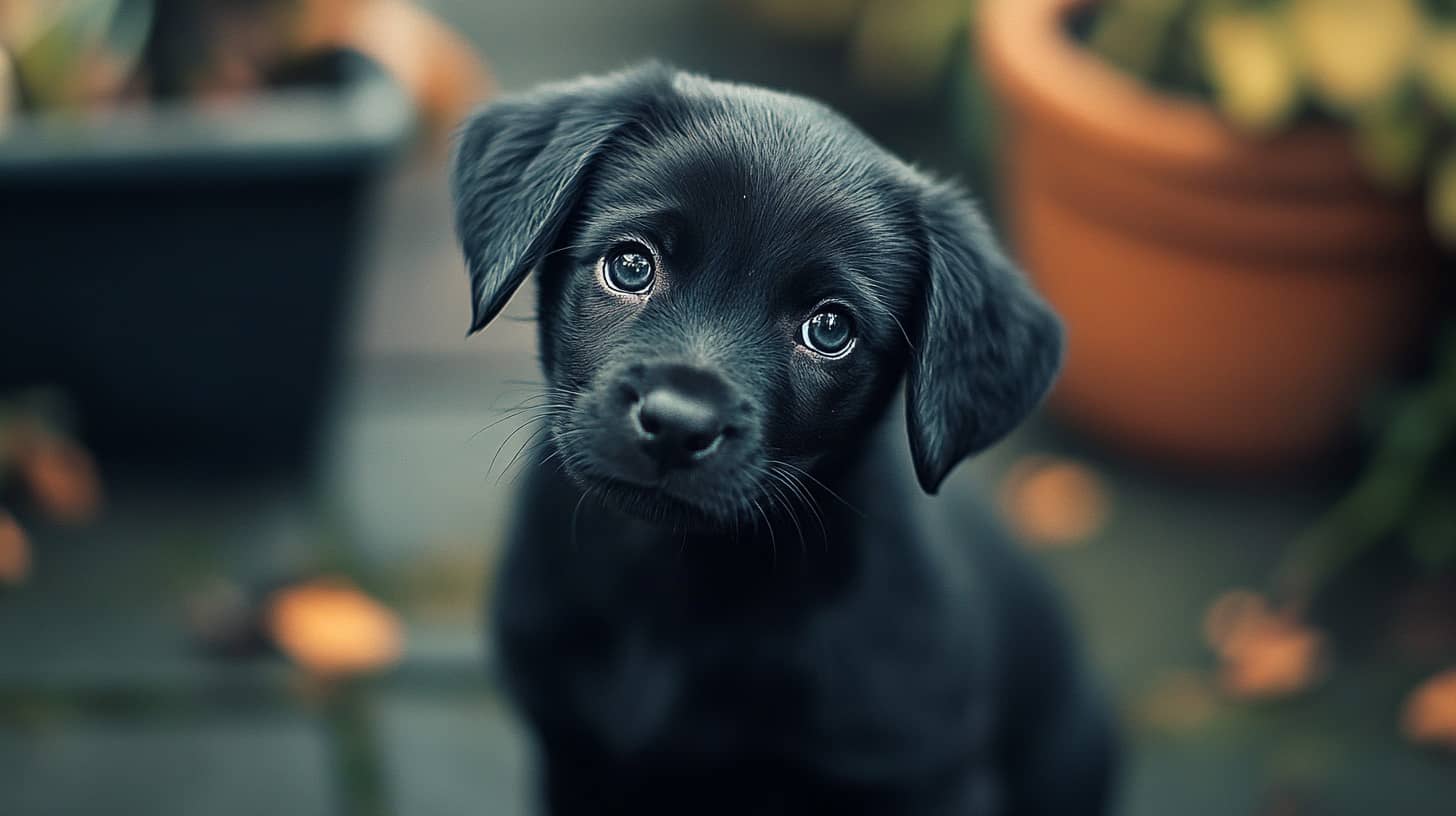 Chiot jouant à cache-cache derrière des meubles