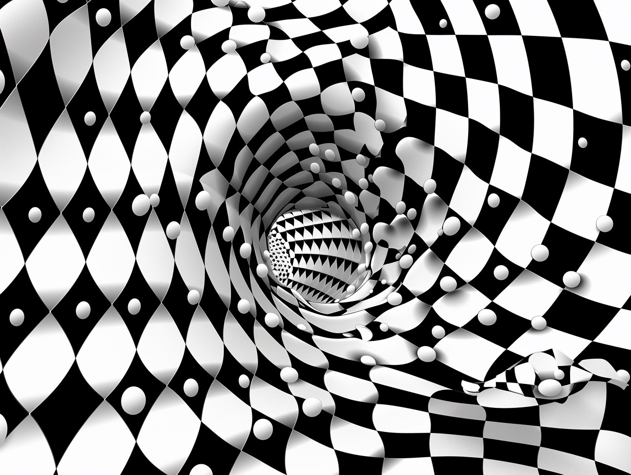 Exemple visuel de l'illusion de la grille d'Hermann avec des points blancs apparaissant et disparaissant aux intersections de lignes noires