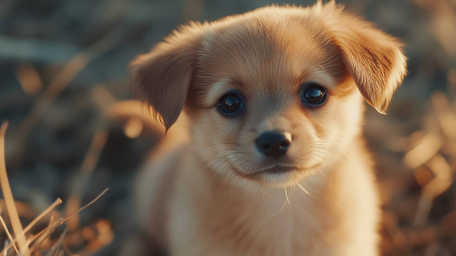 Chiot explorant les fleurs dans un grand jardin coloré