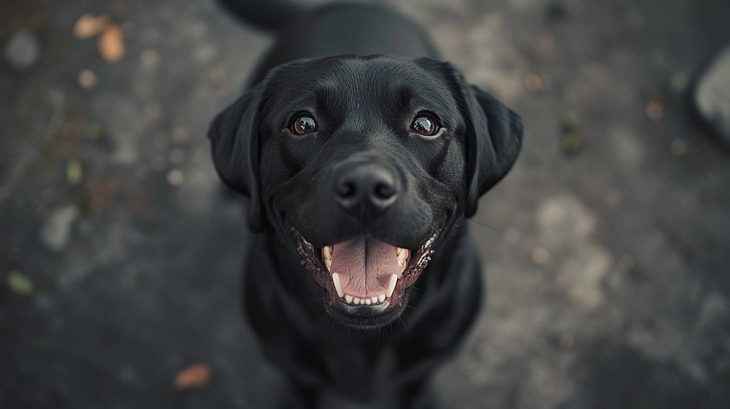 Chien regardant au loin dans un jardin, attentif à son environnement