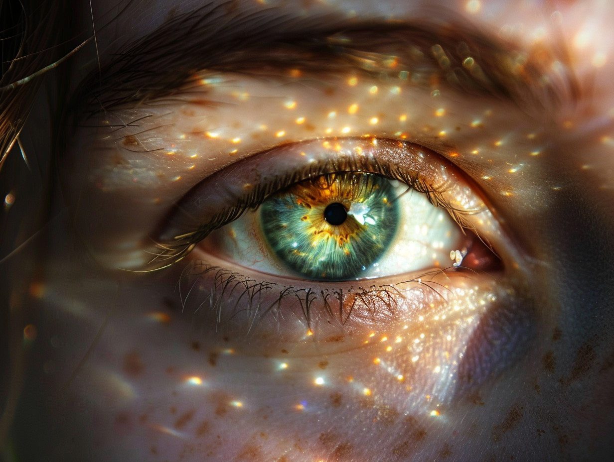 Illustration des phosphènes, des taches de lumière apparaissant en fermant les yeux après une exposition à une lumière intense