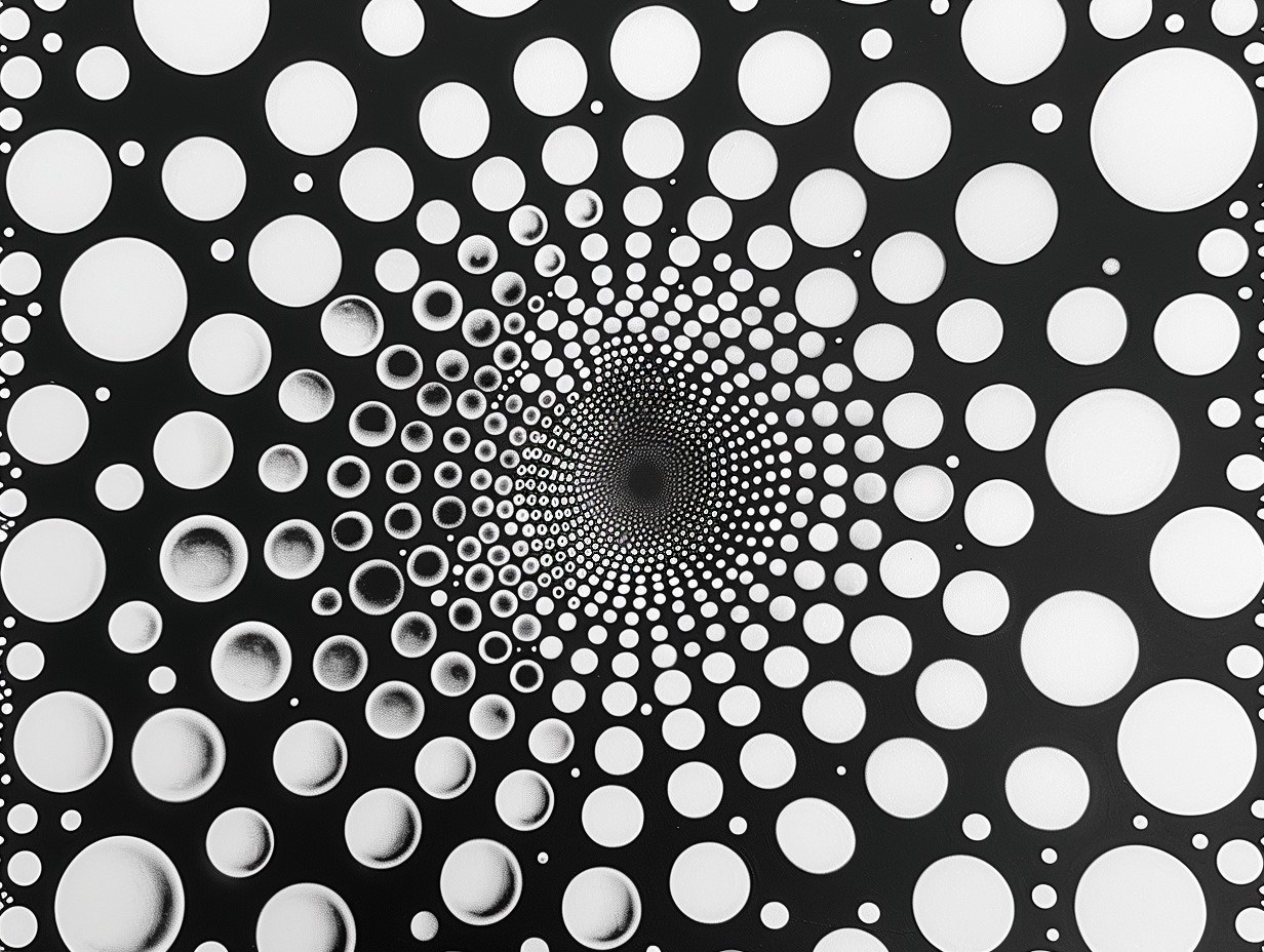 Illustration de l'illusion d'Ebbinghaus montrant un cercle entouré de cercles plus petits semblant plus grand qu'un cercle de la même taille entouré de cercles plus grands