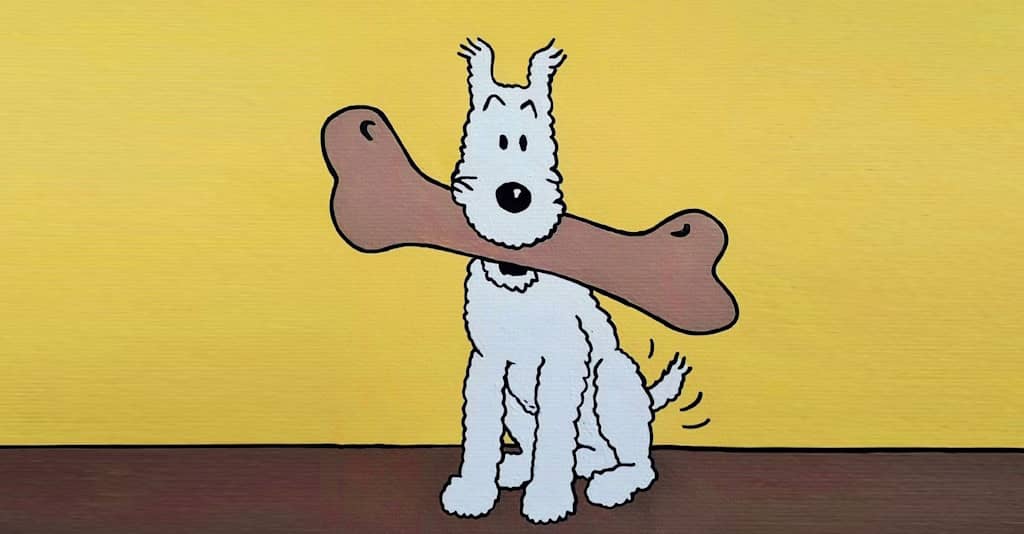 milou avec un os