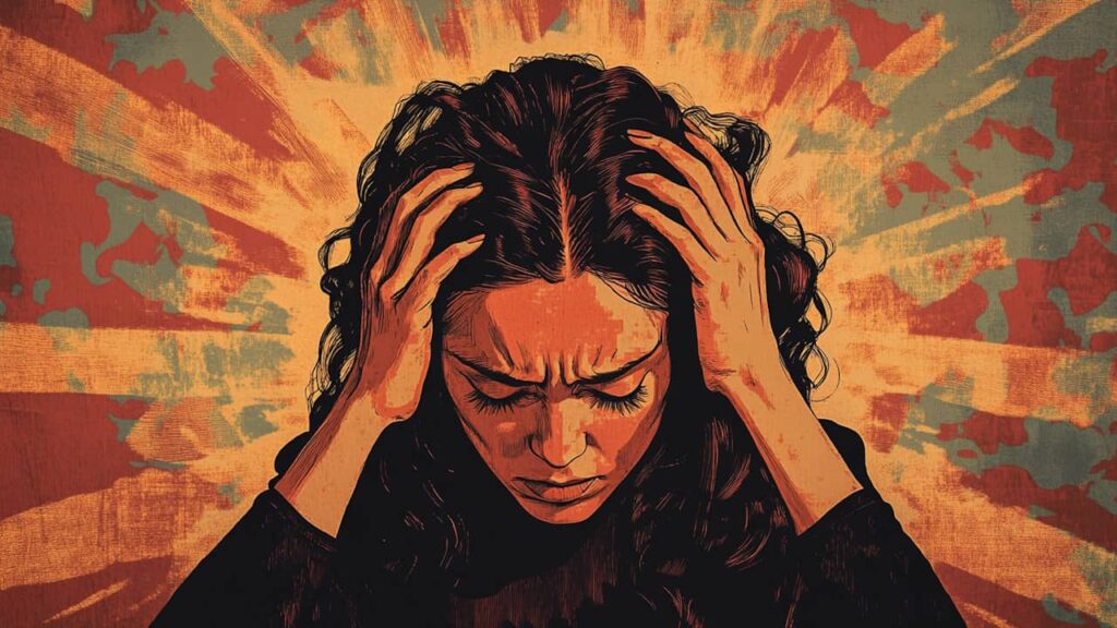 une femme se gratte le cuir chevelu et se demande quelle est la signification spirituelle de ce geste