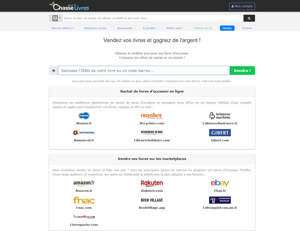 chasse aux livres vendre