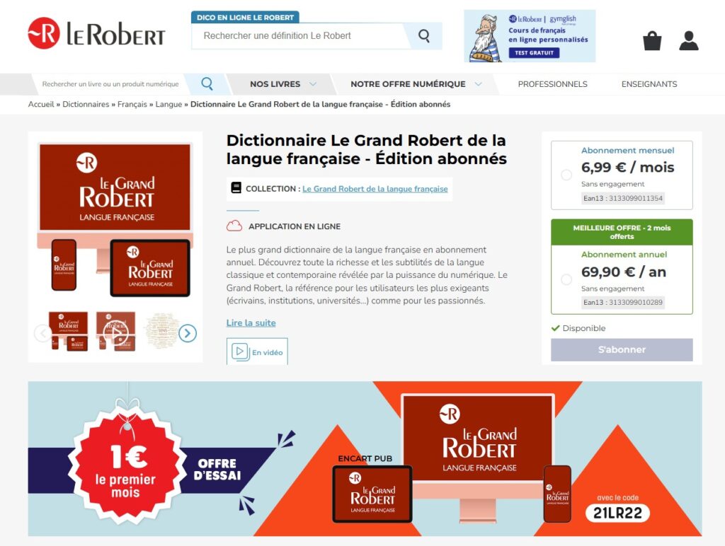le grand robert abonnement numérique