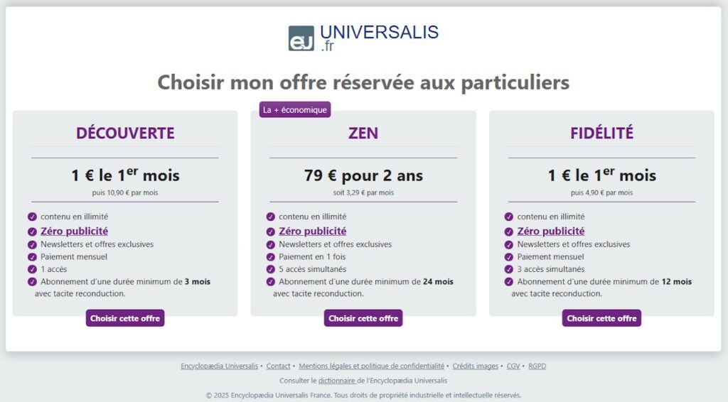 universalis abonnements