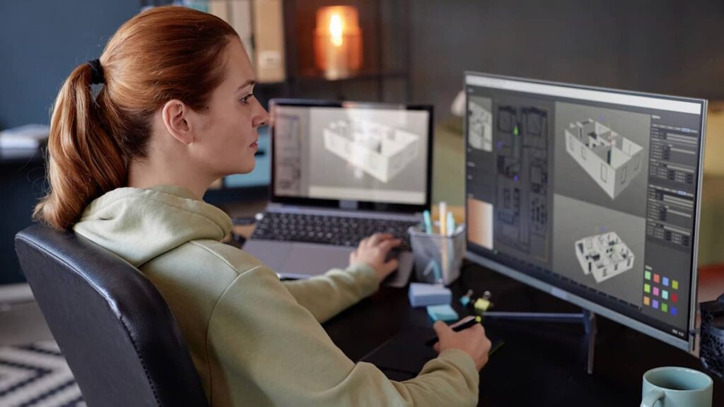 logiciel 3D architecture femme ordinateur